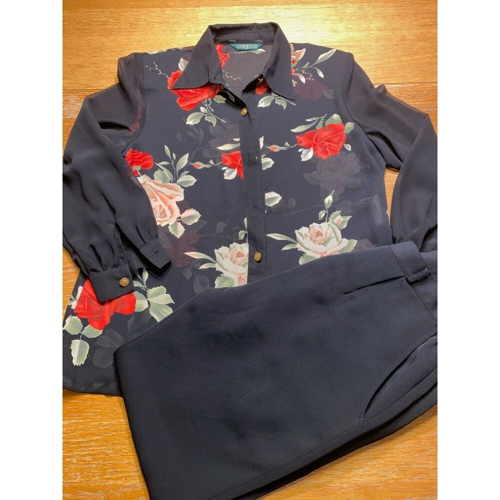 Womens 2 Piece Blouse & Pants Set-Medium